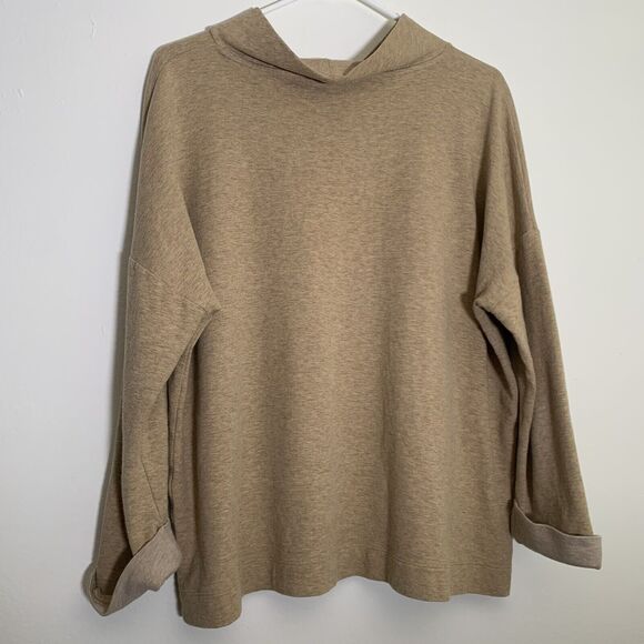 J Jill Tan Women’s Lightweight Sweater Small Turtleneck Cuffed Sleeve Size Large - Picture 2 of 11